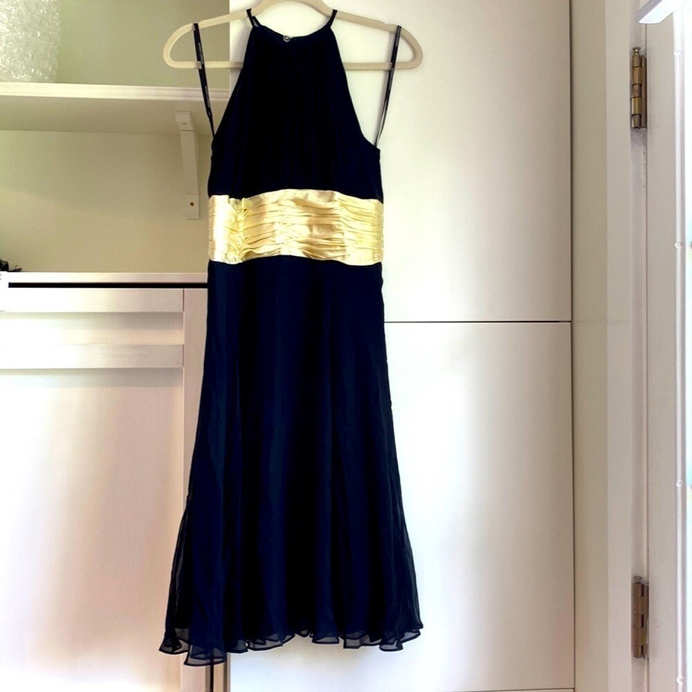 90s Y2K Dress silk Maggy London black ivory party cocktail special occasion SZ 6